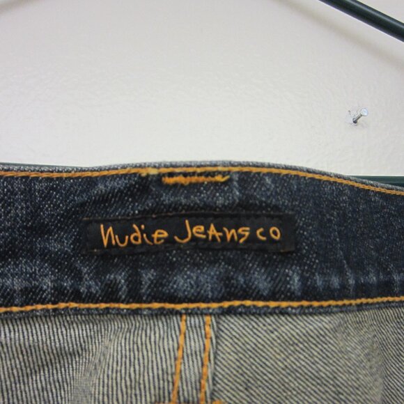Nudie Jeans Thin Finn Organic Well Used Distressed Slim Stretch 34x32 Italy Made - Picture 16 of 16